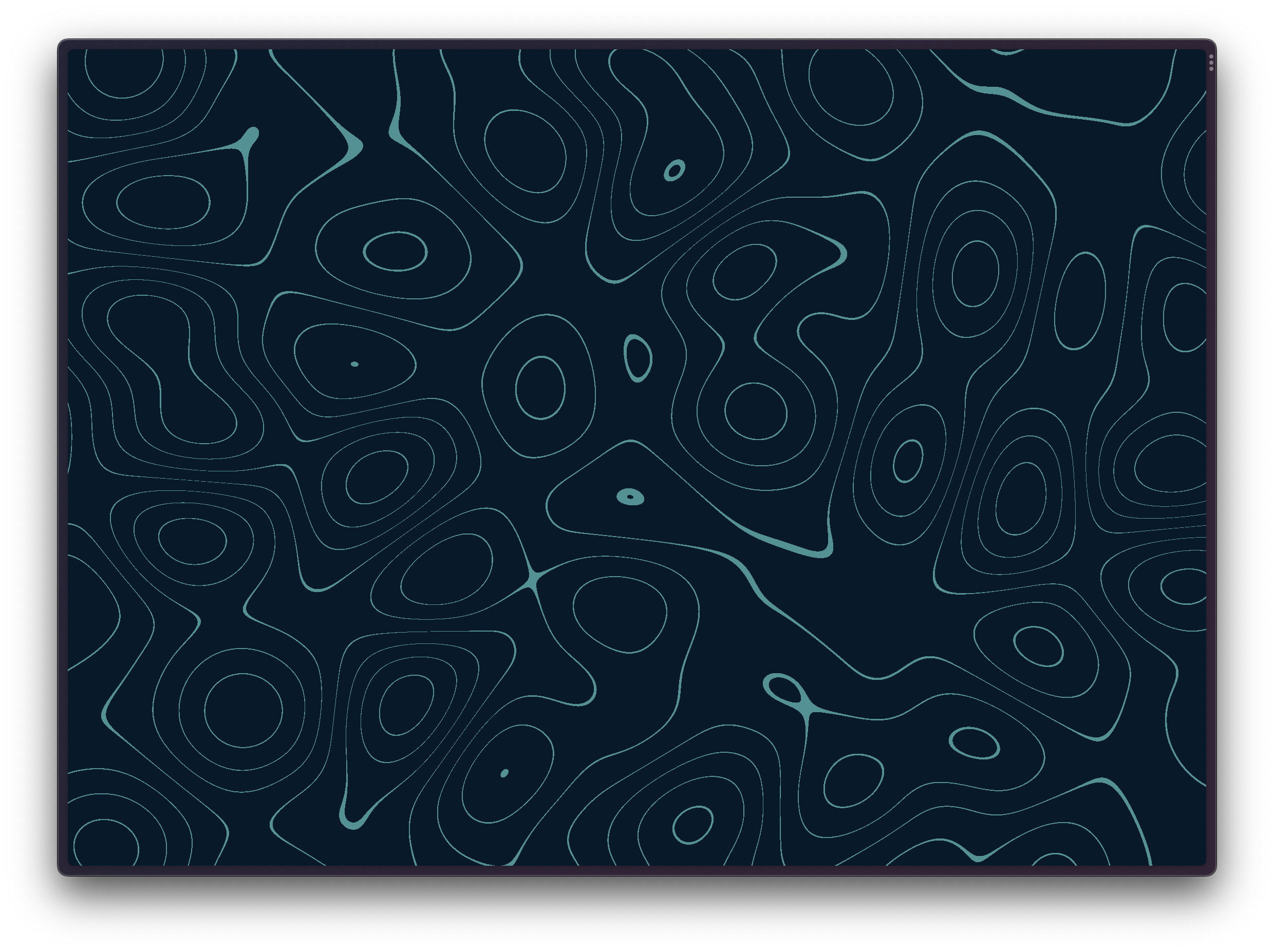 A topographic line art image with a background color of cobalt, and a foreground color of electric blue